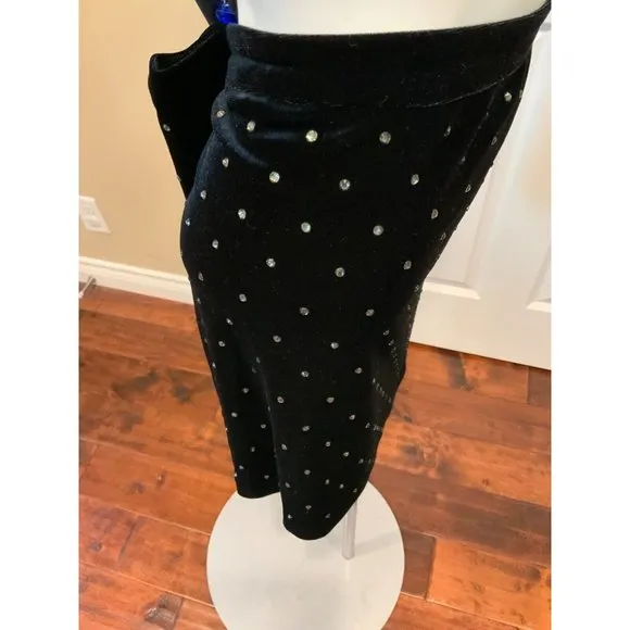 Rebecca Minkoff &quot;Betsy&quot; Black Velvet Mini Skirt w/ Jewels, Size 6, NWT!
