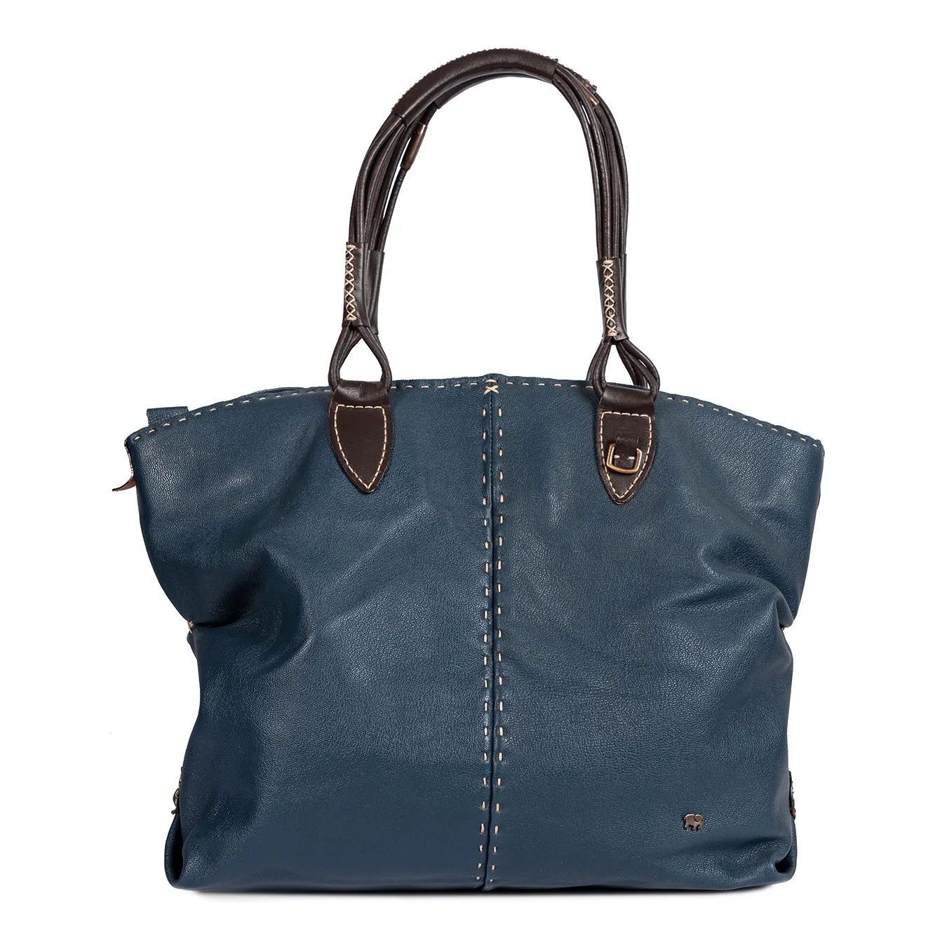 Refiloe : Ladies Leather Shopper & Crossbody Handbag in Denim Cayak