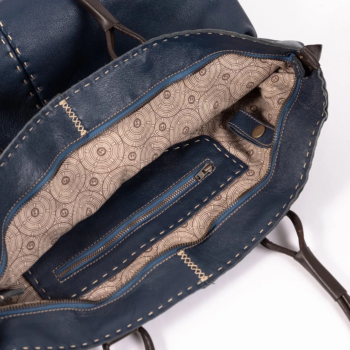 Refiloe : Ladies Leather Shopper & Crossbody Handbag in Denim Cayak