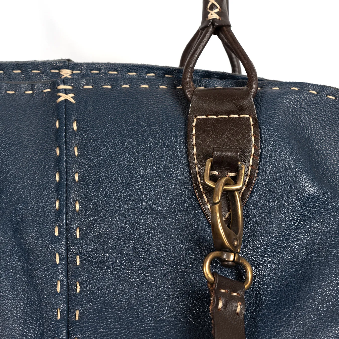 Refiloe : Ladies Leather Shopper & Crossbody Handbag in Denim Cayak
