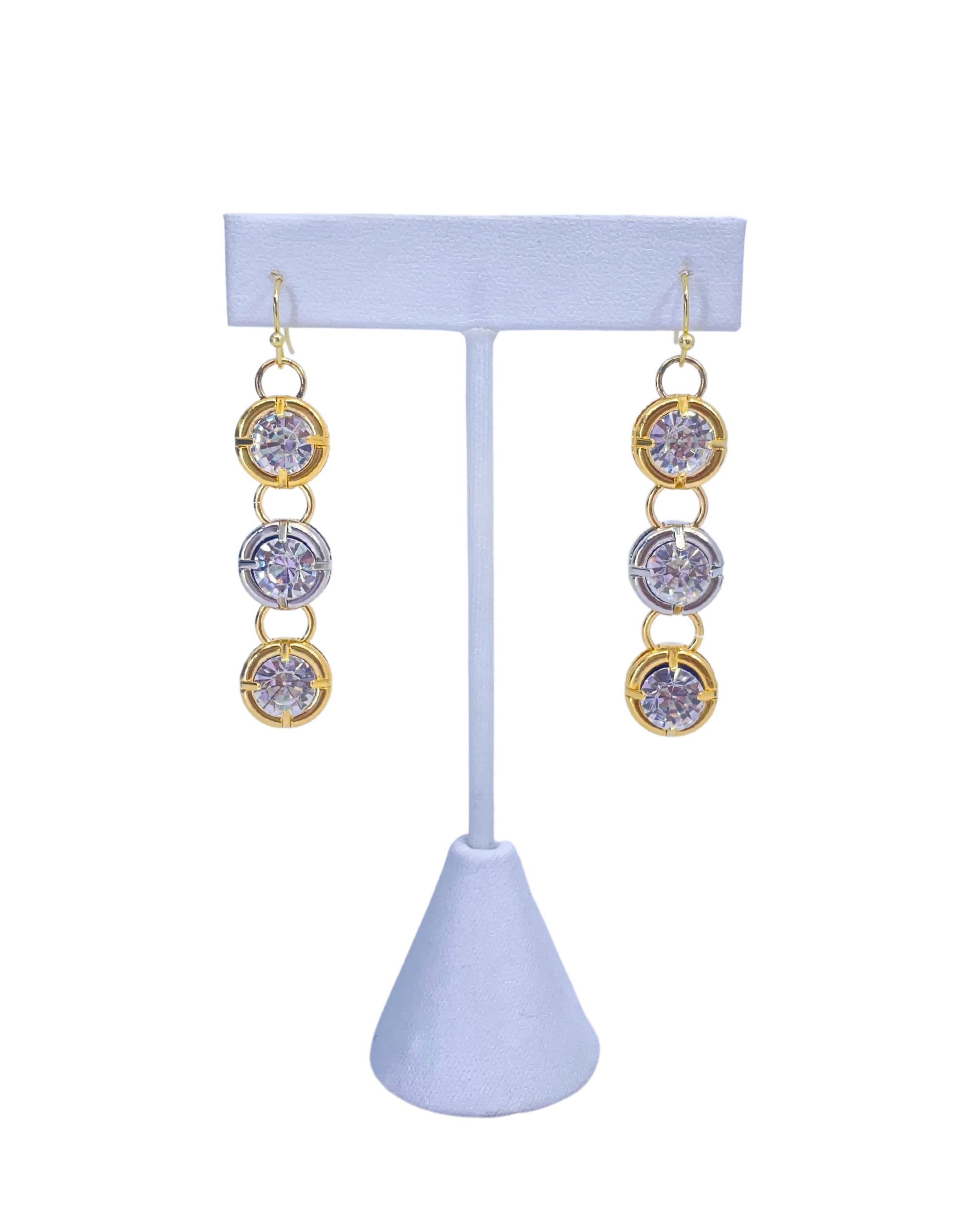 Reproduction Triple Swarovski Crystal Drop Earrings