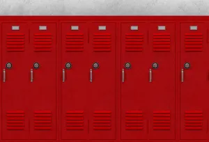 Retour à la toile de fond de l'école Ligne de casier rouge pour la photographie