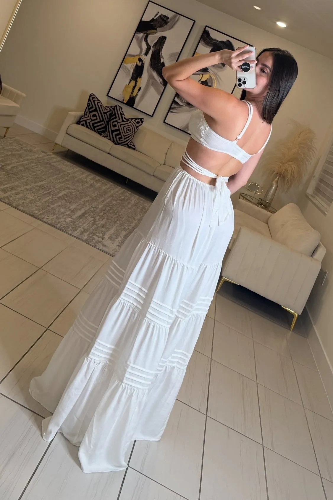 Riviera Flame White Maxi Dress