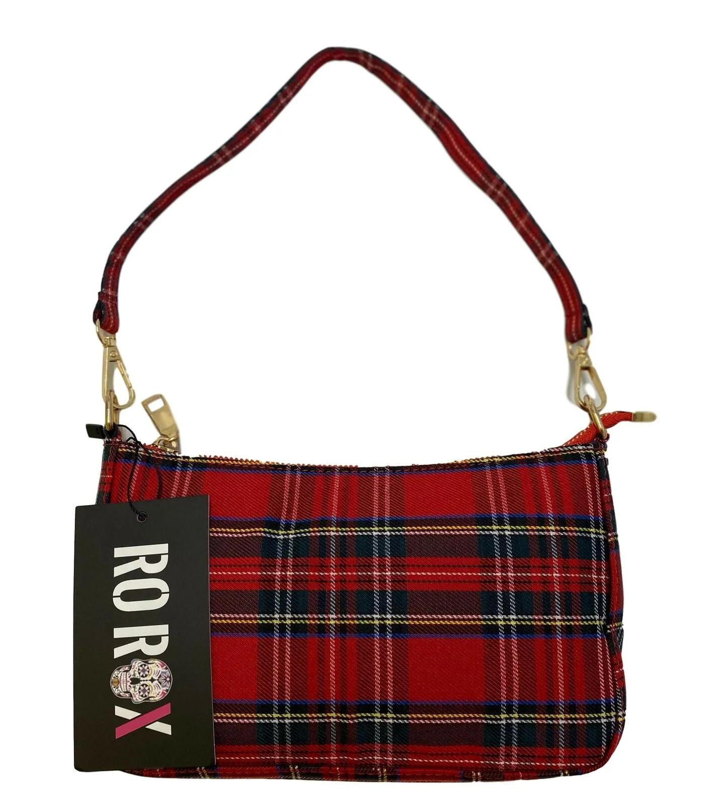Ro Rox Sheena Crossbody Handbag Tartan Check Punk Grunge 90's Style