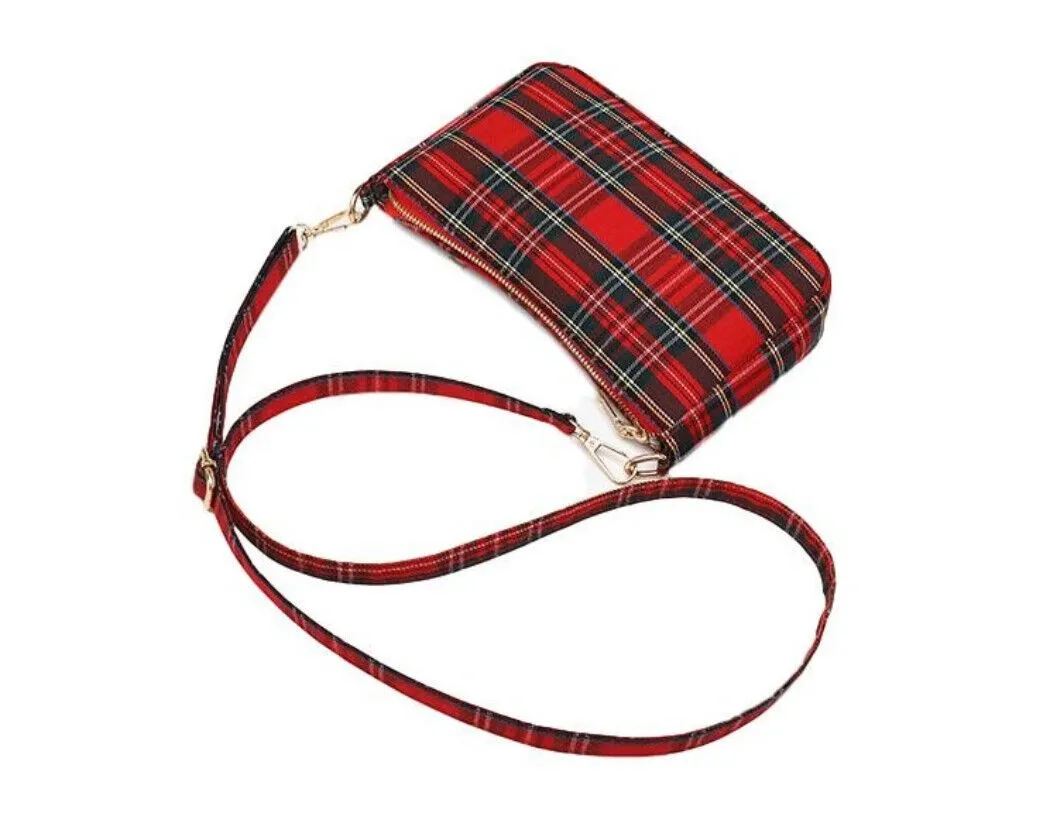 Ro Rox Sheena Crossbody Handbag Tartan Check Punk Grunge 90's Style