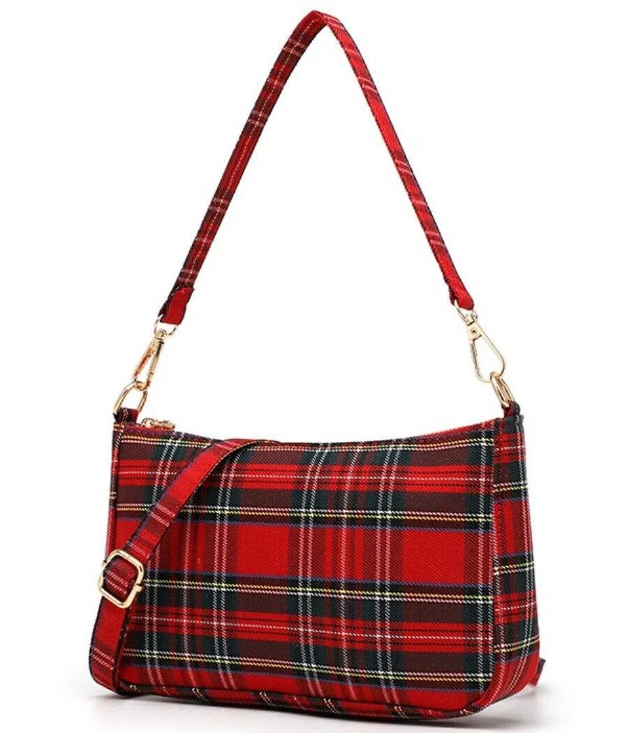 Ro Rox Sheena Crossbody Handbag Tartan Check Punk Grunge 90's Style