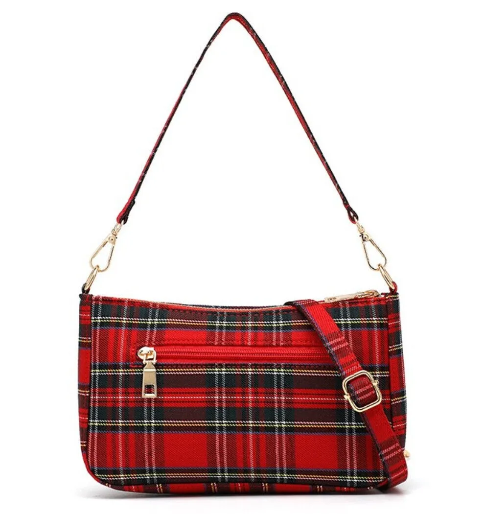 Ro Rox Sheena Crossbody Handbag Tartan Check Punk Grunge 90's Style