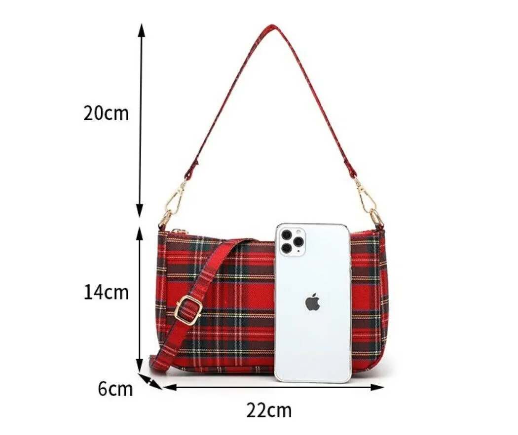 Ro Rox Sheena Crossbody Handbag Tartan Check Punk Grunge 90's Style
