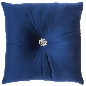 Royal Blue Center Beaded Tuft Throw Pillow