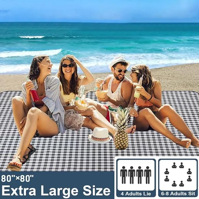 RUIBOLU Large Picnic Blanket Beach Blankets, 80''x80'' Picnic Mat Waterproof Beach mat Outdoor Park Blanket
