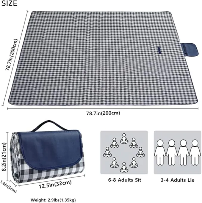 RUIBOLU Large Picnic Blanket Beach Blankets, 80''x80'' Picnic Mat Waterproof Beach mat Outdoor Park Blanket