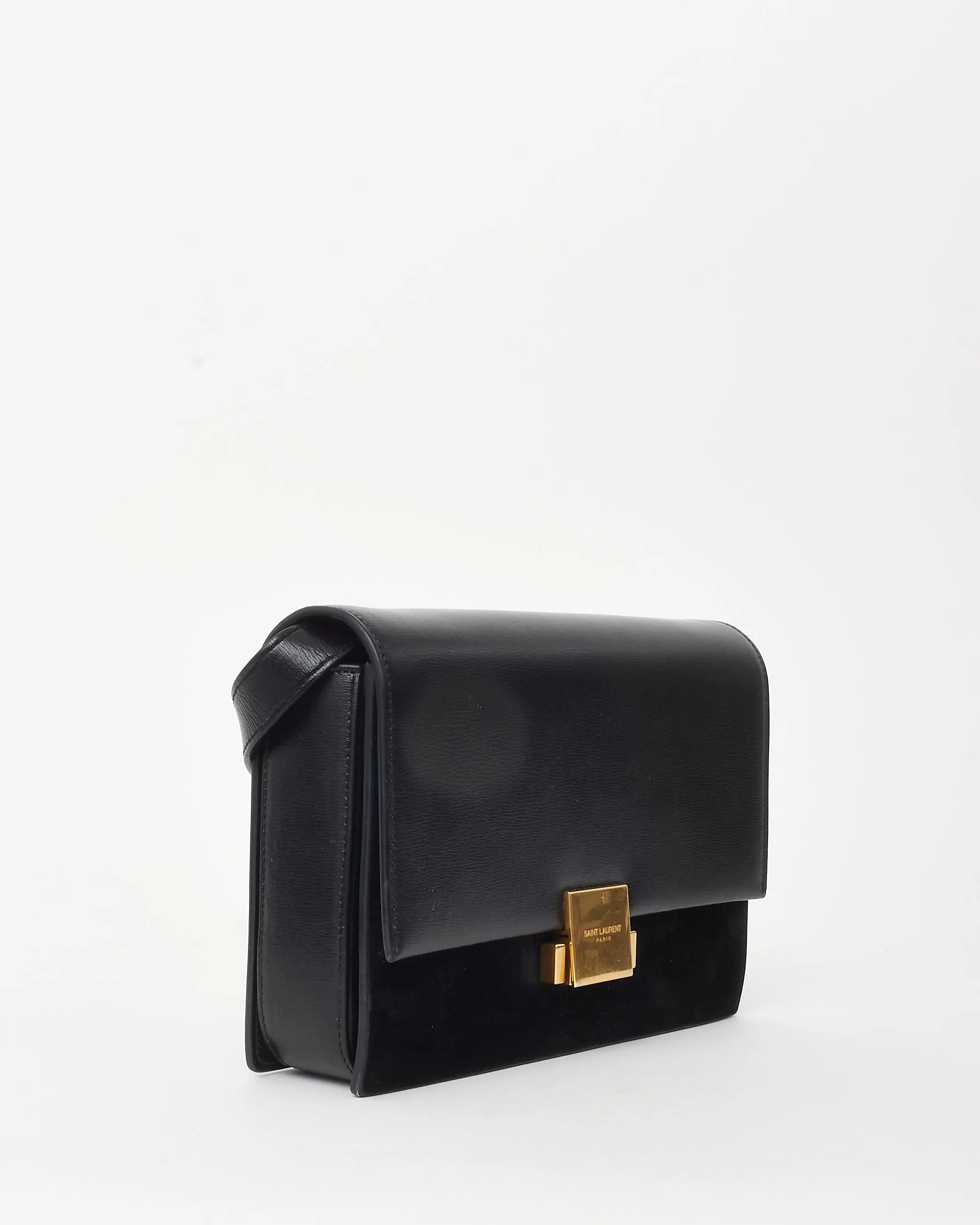 Saint Laurent Black Leather & Suede Medium Bellechasse Crossbody Bag