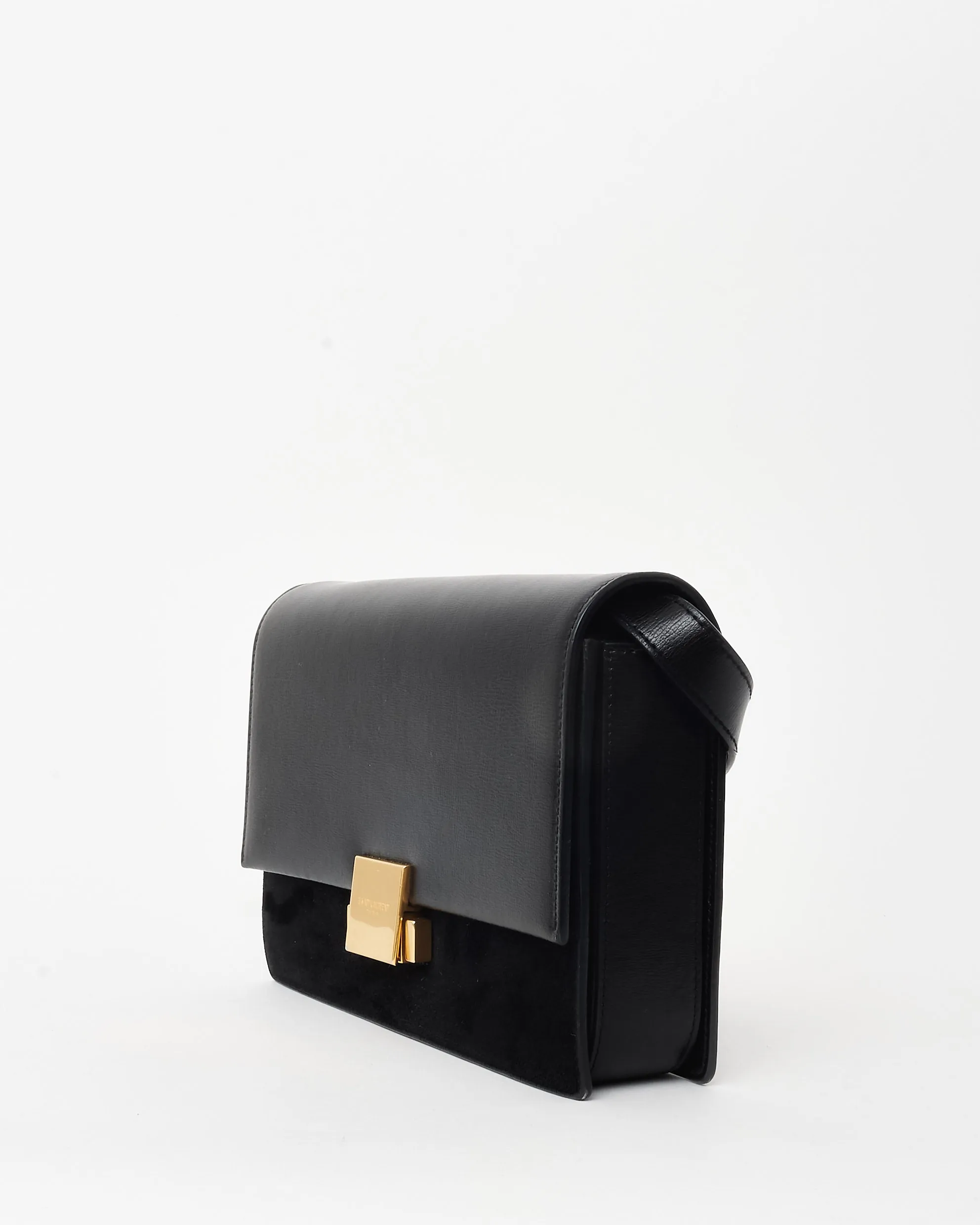 Saint Laurent Black Leather & Suede Medium Bellechasse Crossbody Bag