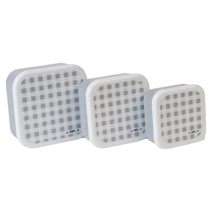 Saro Baby Set of 3 Lunch Boxes - Gray Check