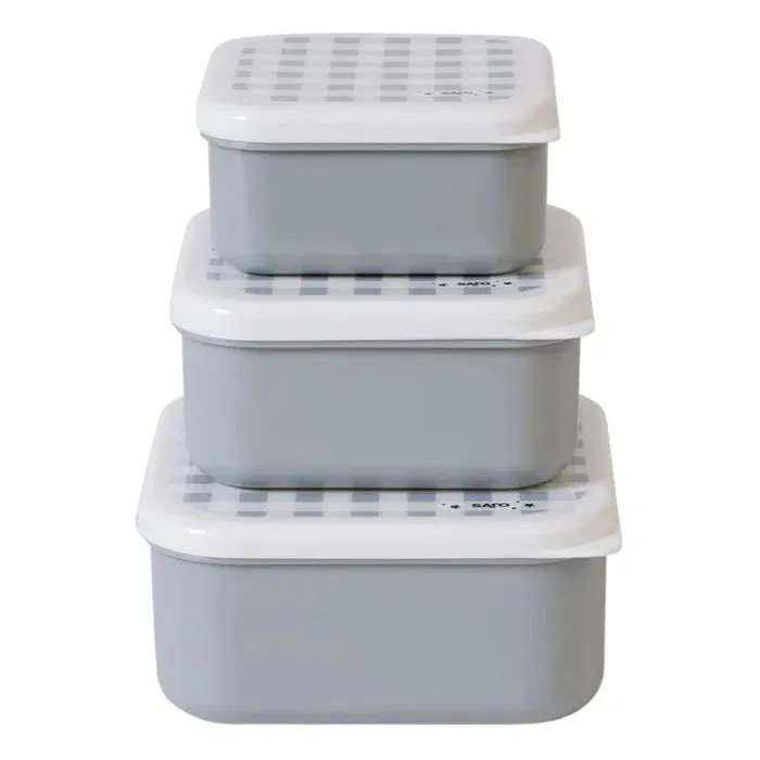 Saro Baby Set of 3 Lunch Boxes - Gray Check