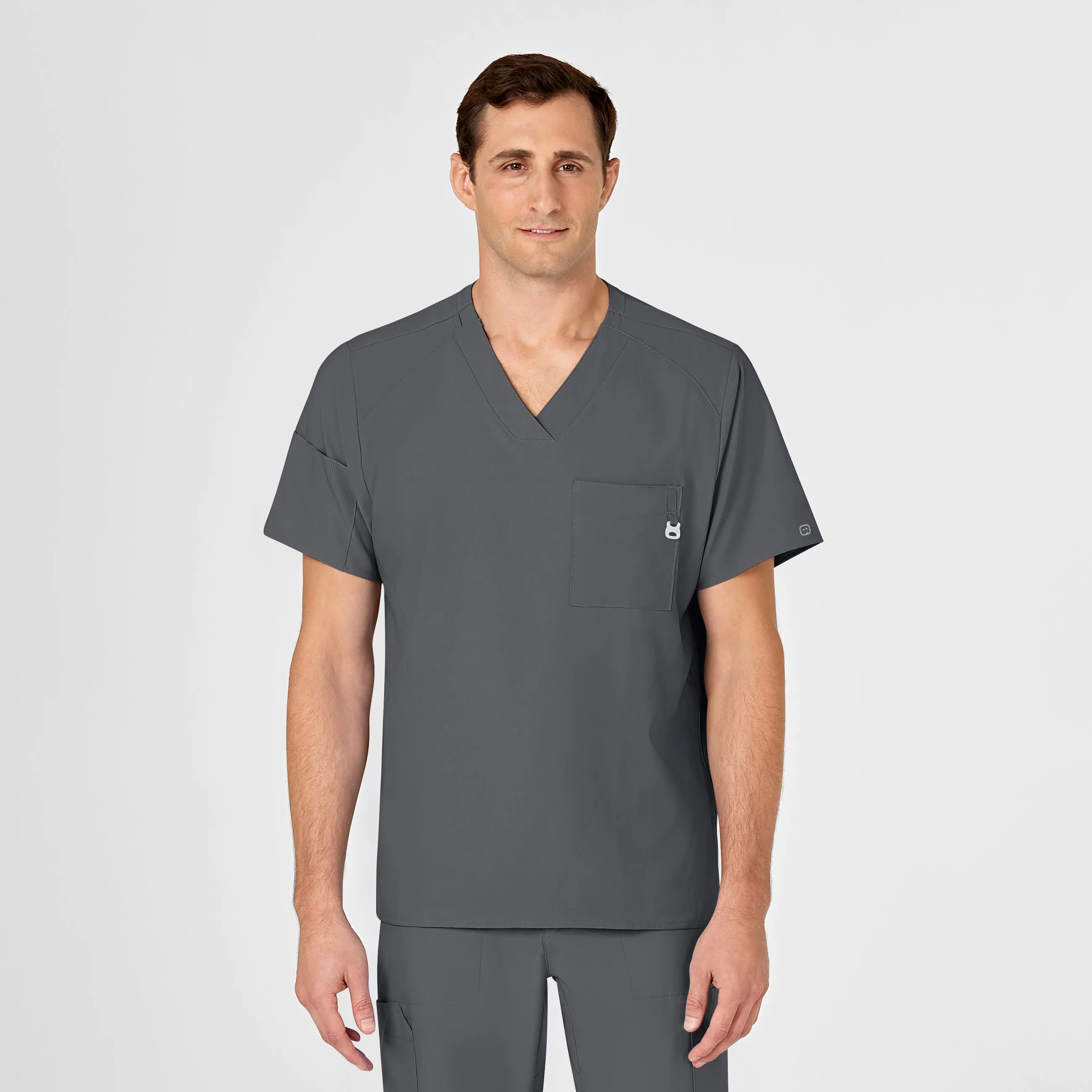 SCC W123 Men's V-Neck Scrub Top With Logo