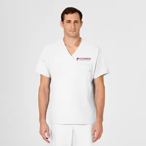 SCC W123 Men's V-Neck Scrub Top With Logo