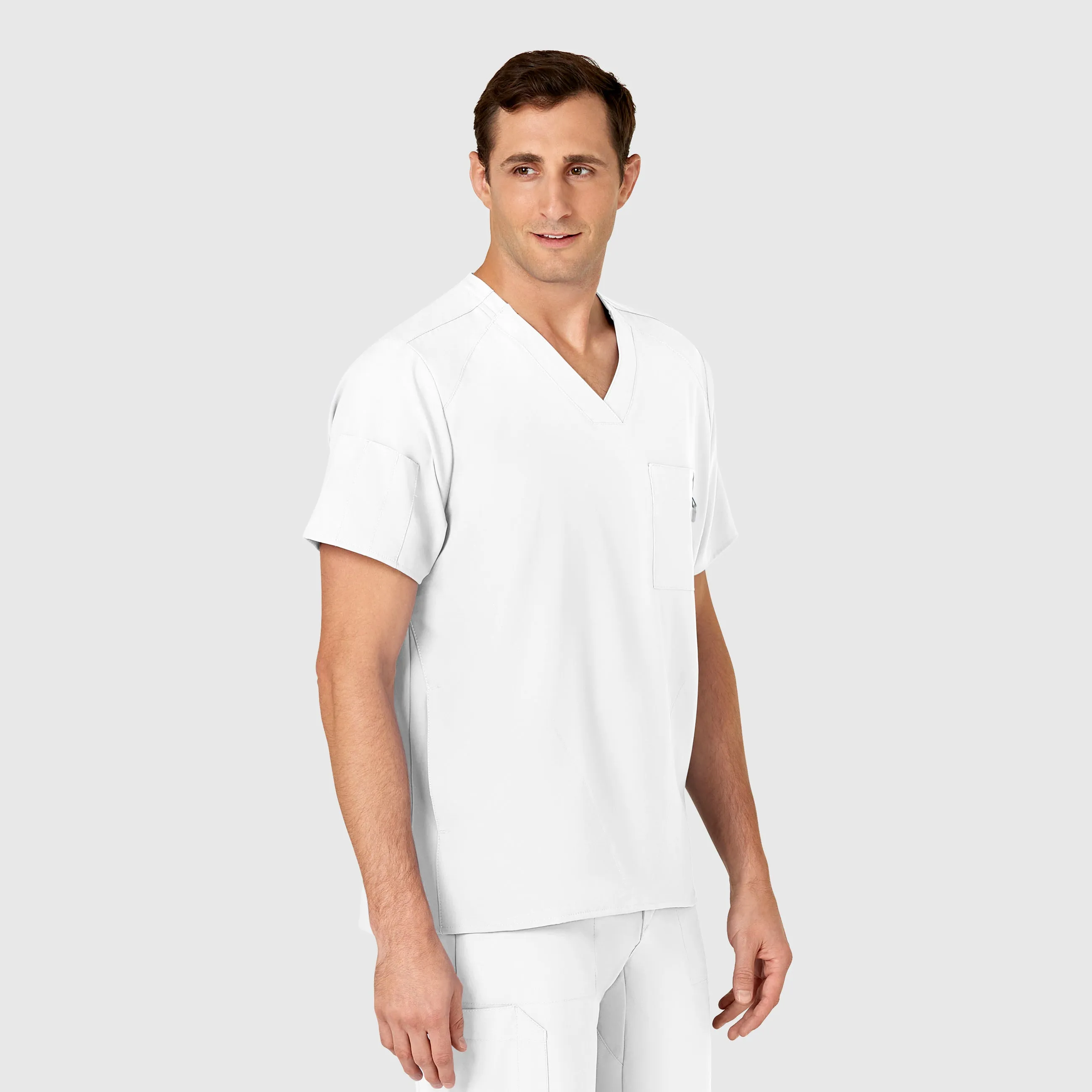 SCC W123 Men's V-Neck Scrub Top With Logo