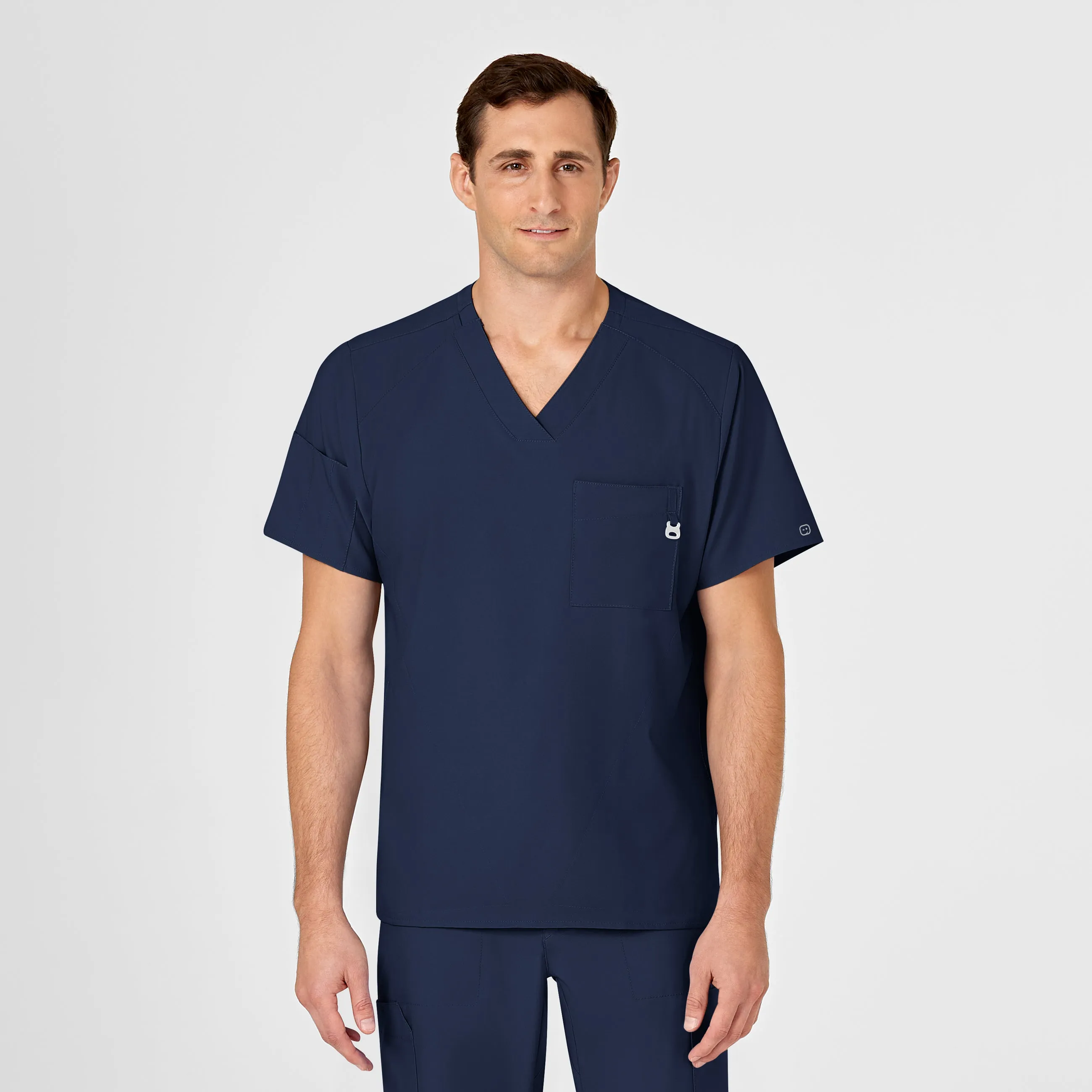 SCC W123 Men's V-Neck Scrub Top With Logo