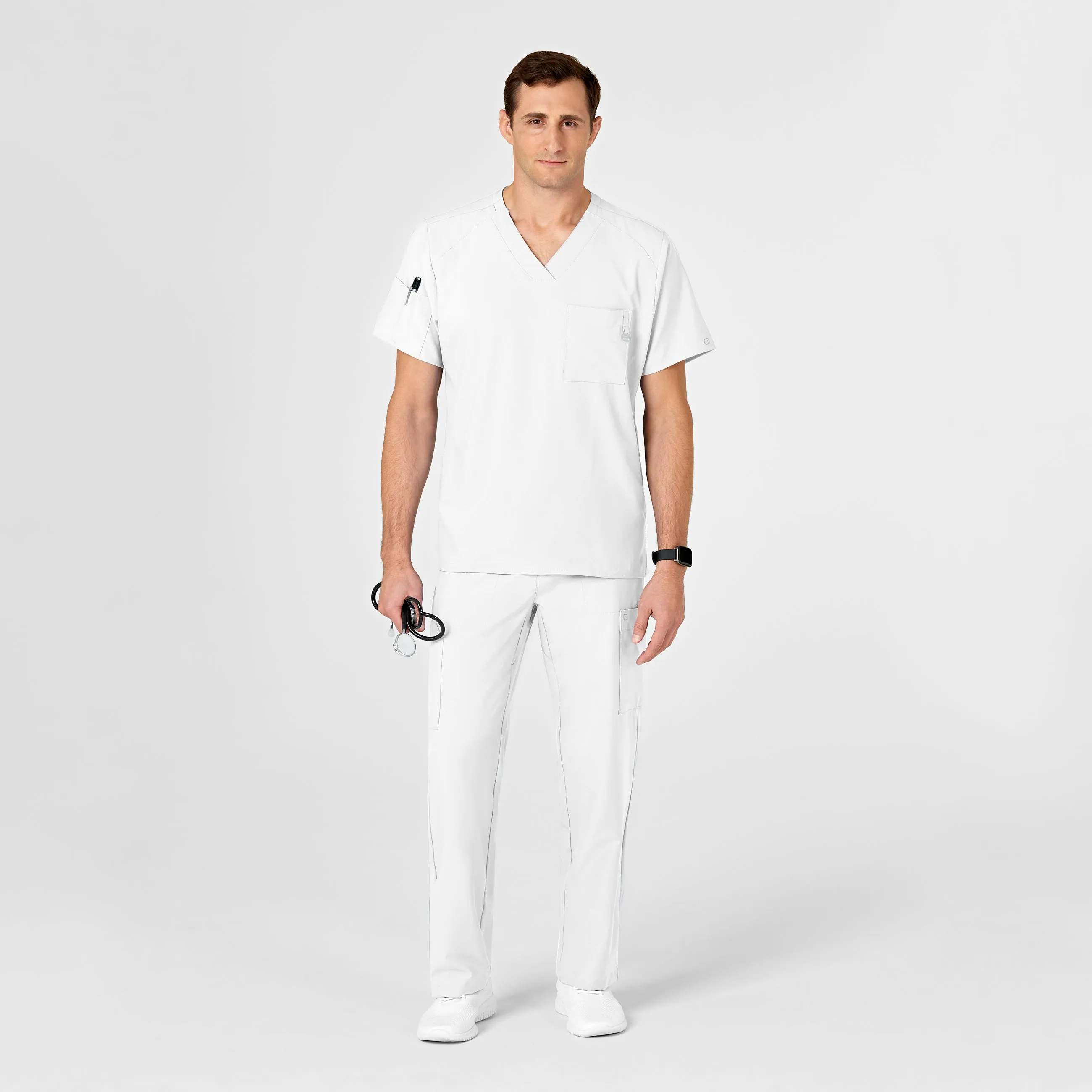 SCC W123 Men's V-Neck Scrub Top With Logo