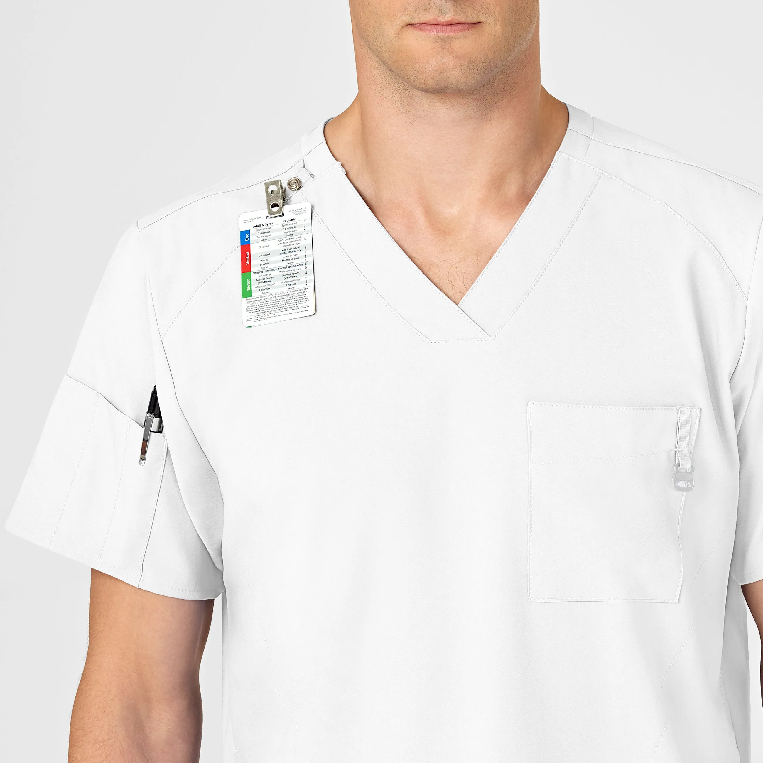 SCC W123 Men's V-Neck Scrub Top With Logo