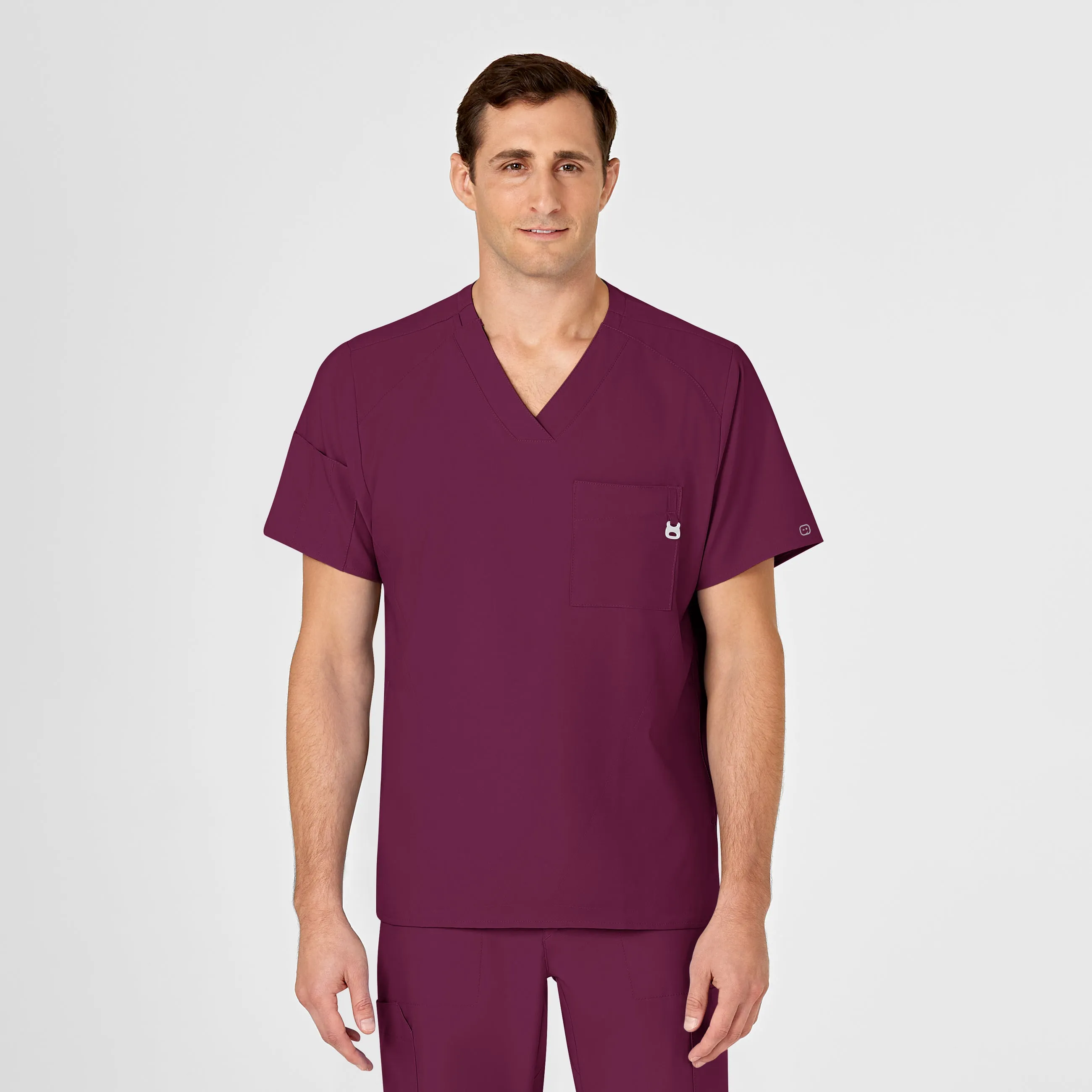 SCC W123 Men's V-Neck Scrub Top With Logo