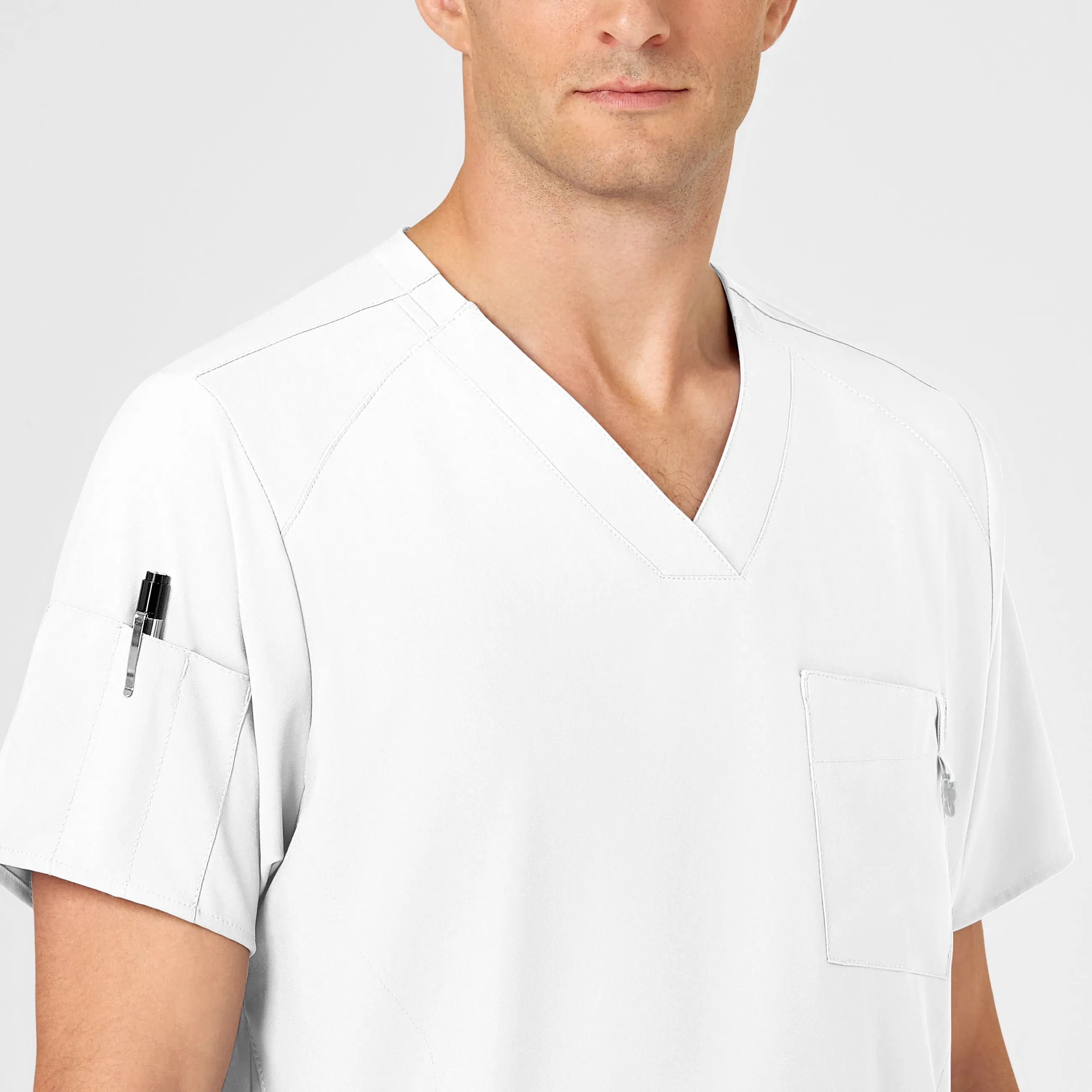 SCC W123 Men's V-Neck Scrub Top With Logo