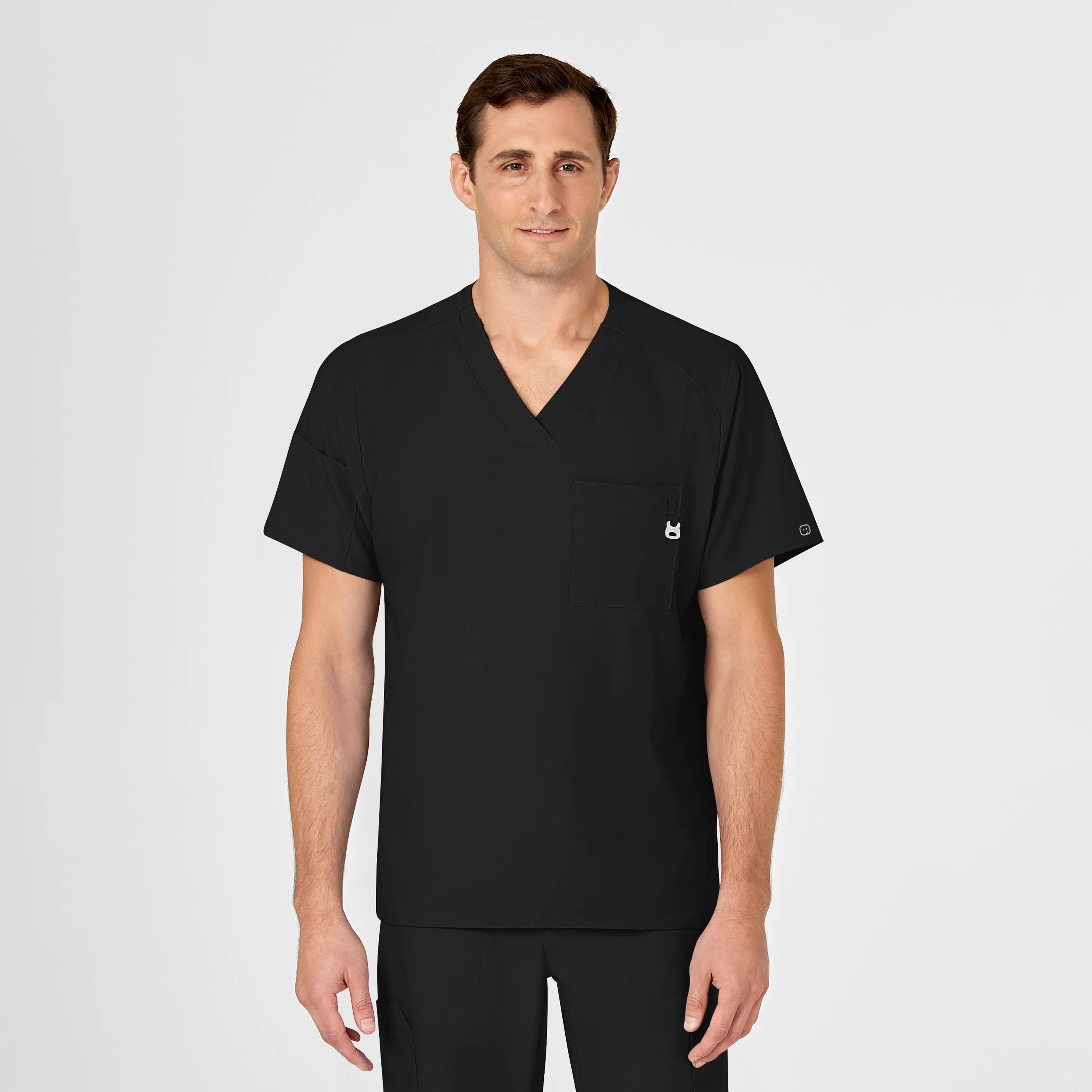 SCC W123 Men's V-Neck Scrub Top With Logo