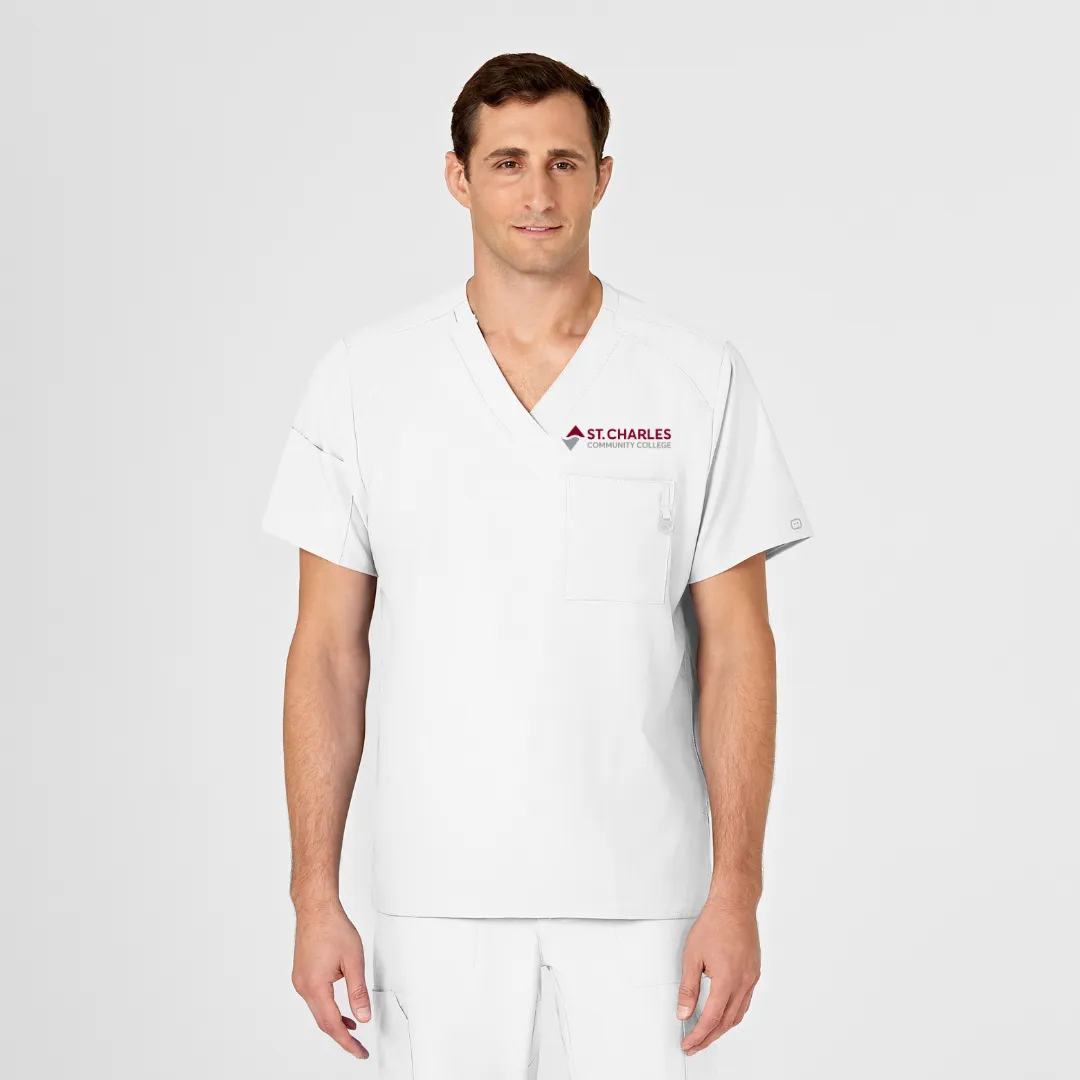SCC W123 Men's V-Neck Scrub Top With Logo