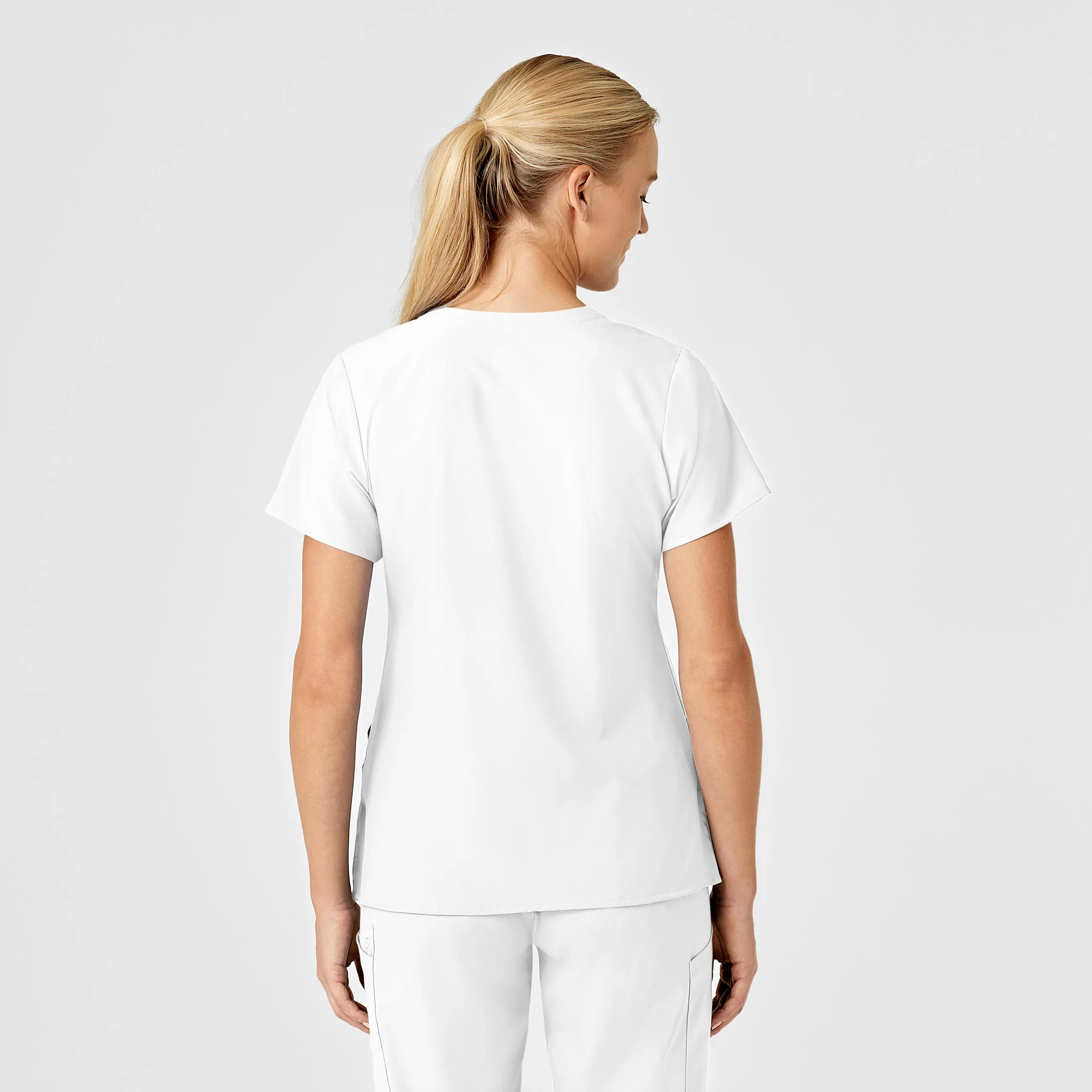 SCC W123 Women's Stylized V-Neck Scrub Top With Logo