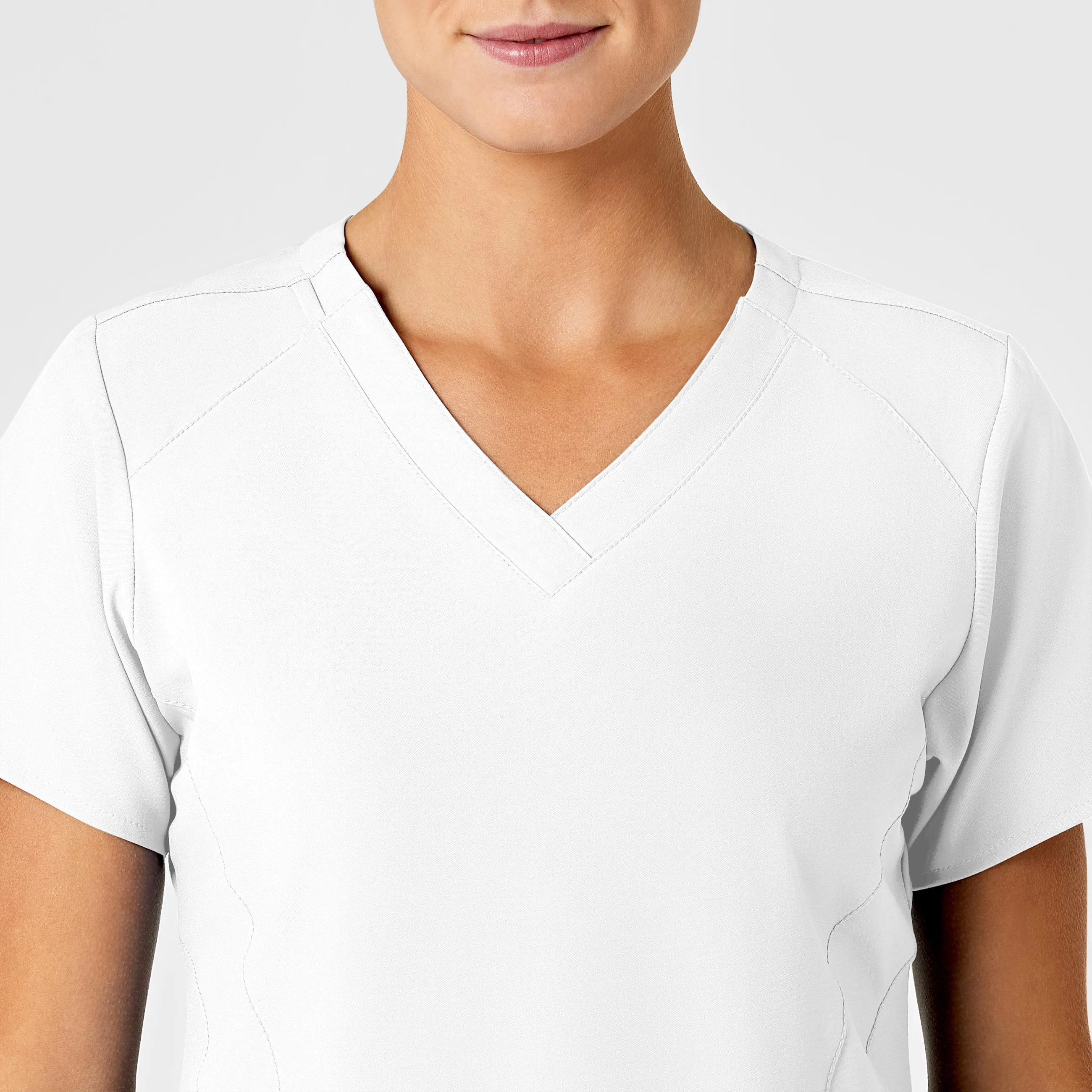 SCC W123 Women's Stylized V-Neck Scrub Top With Logo