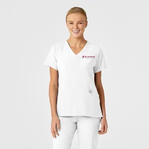 SCC W123 Women's Stylized V-Neck Scrub Top With Logo