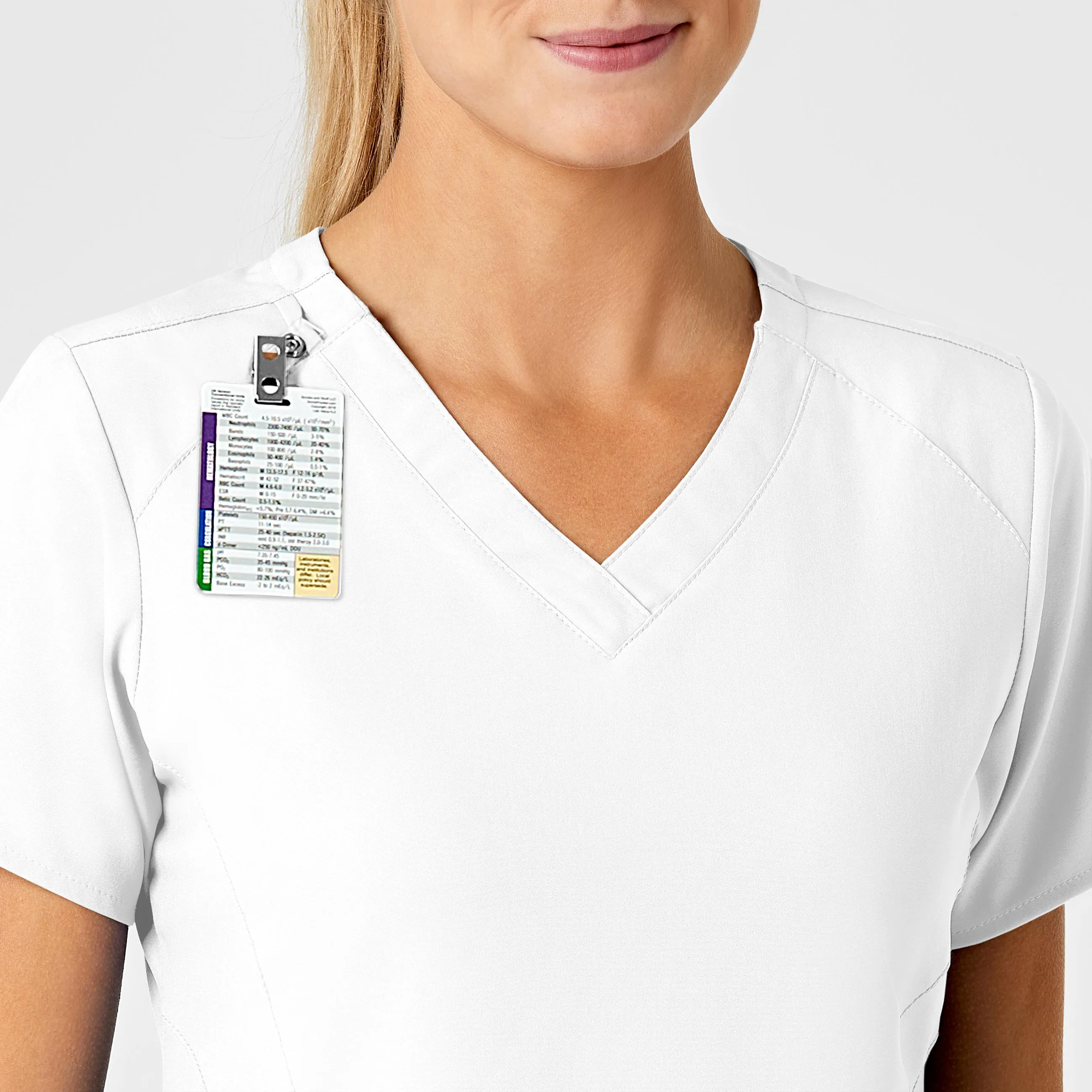 SCC W123 Women's Stylized V-Neck Scrub Top With Logo