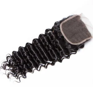 Sdamey Brazilian Deep Wave Human Hair 6X6 Lace Closure