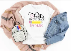 second grade outfit, hello 2nd grade shirt, first day of school shirt, second grade tee, announcement second grade tee, back to school tee