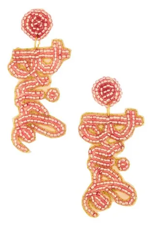 She's The Bride Beaded Earrings - Pink