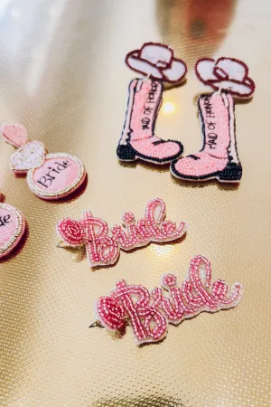 She's The Bride Beaded Earrings - Pink