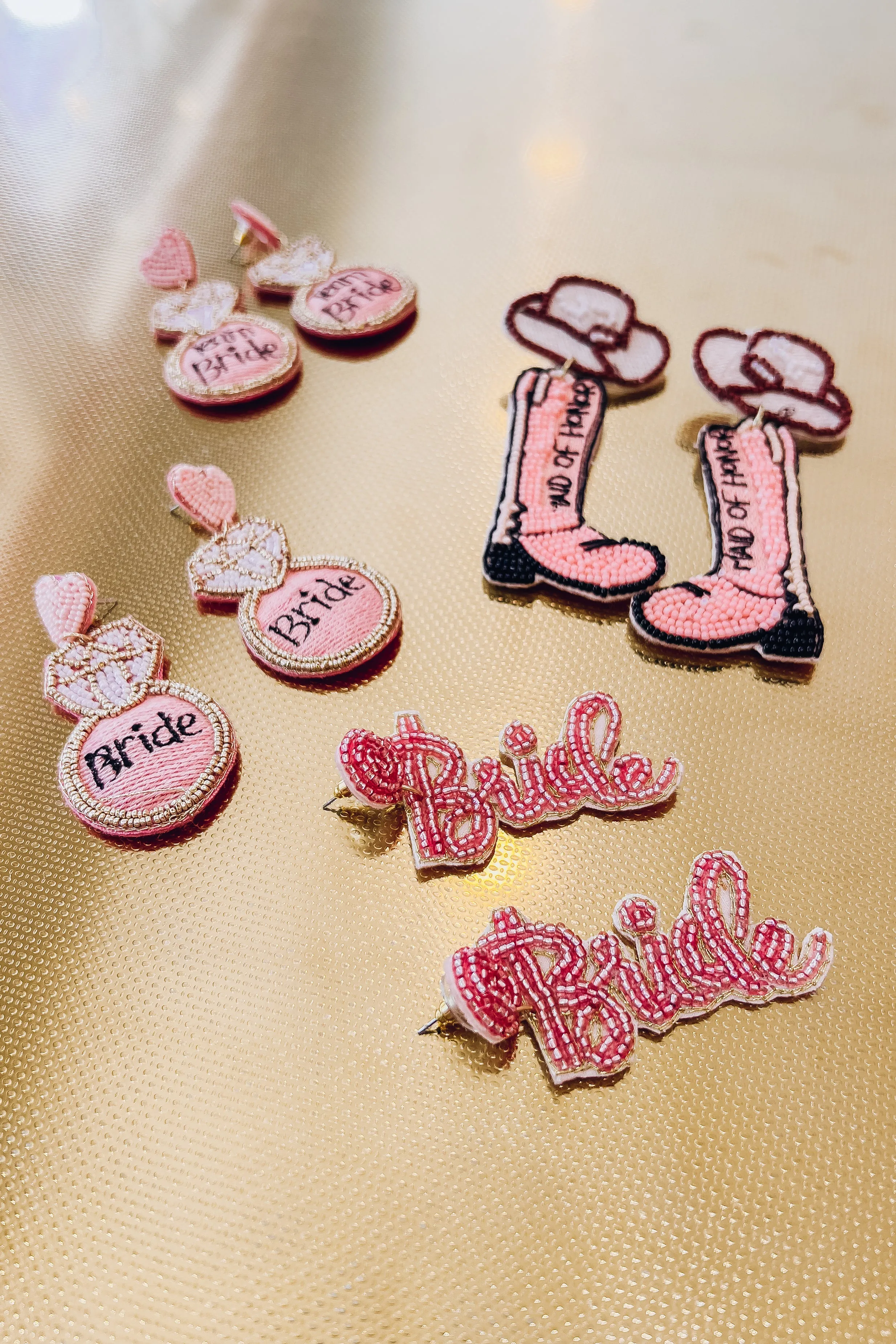 She's The Bride Beaded Earrings - Pink