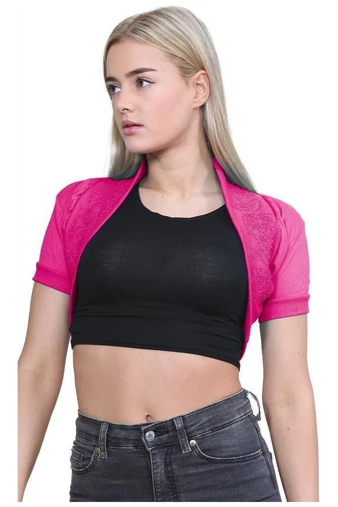 Short Sleeve Beaded Shrug