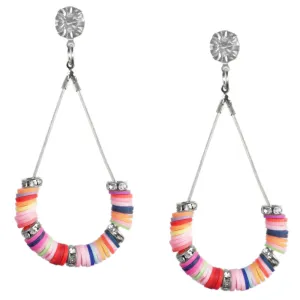 Silver Multicolor Beaded Teardrop Earrings