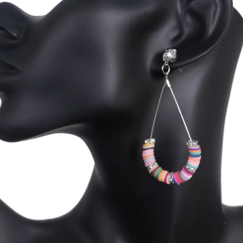 Silver Multicolor Beaded Teardrop Earrings