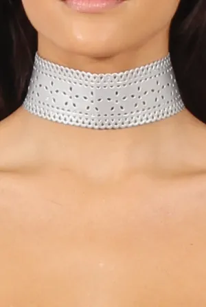 Silver Wide Lasercut Choker - Tabia