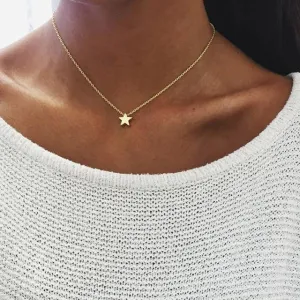 Simple Star & Moon Pendant Necklace