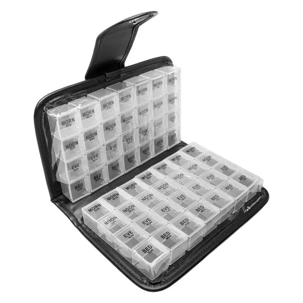 Simply Genius Daily Pill Box Organizer Travel Case, 7 or 14 Day Am Pm