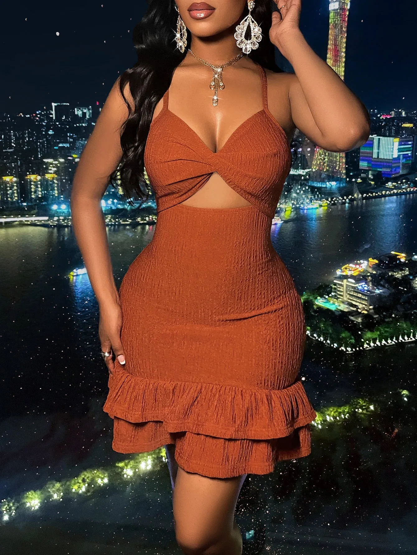 Sleek and Sexy V-Neck Strap Bodycon Dress