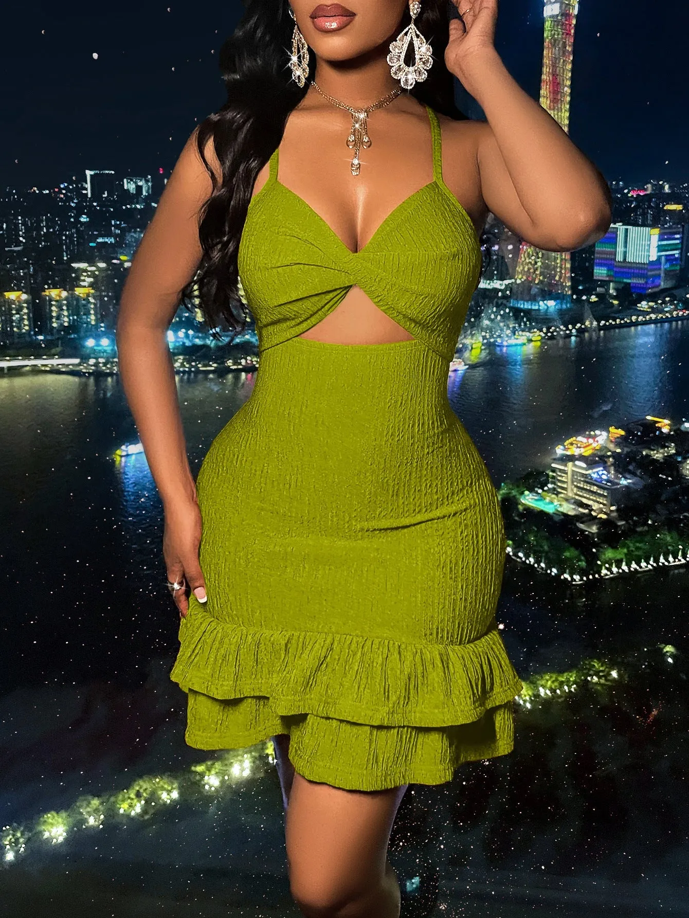Sleek and Sexy V-Neck Strap Bodycon Dress