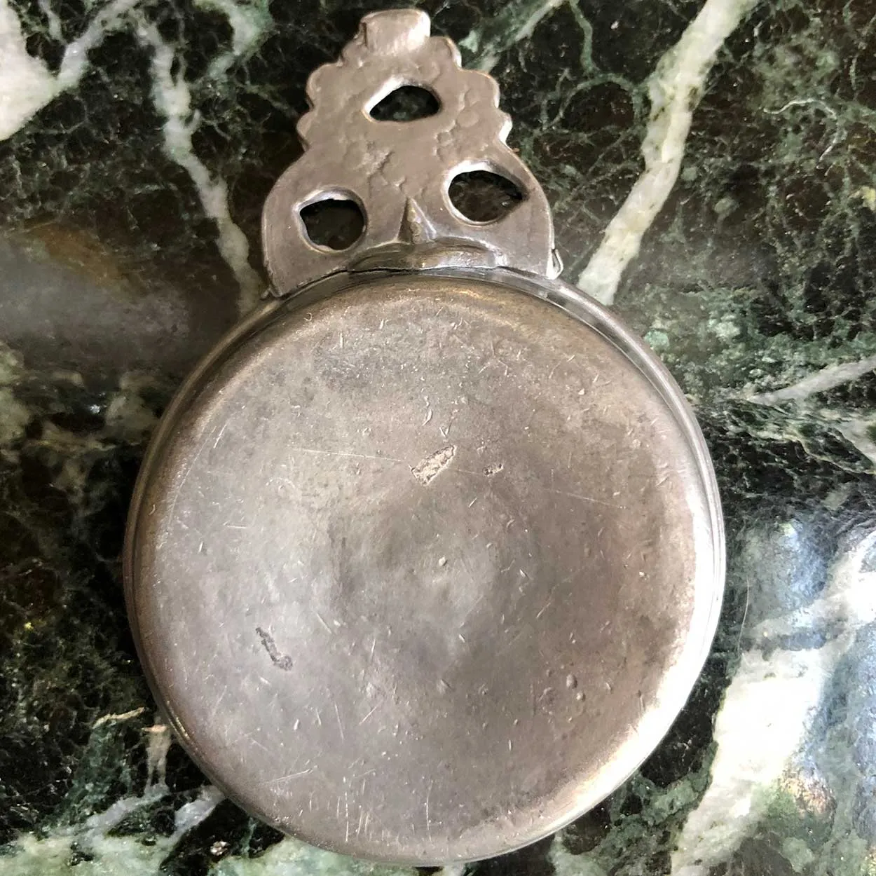 Small American Isaac C. Lewis Beaded Pewter Toy or Wine Taster Porringer