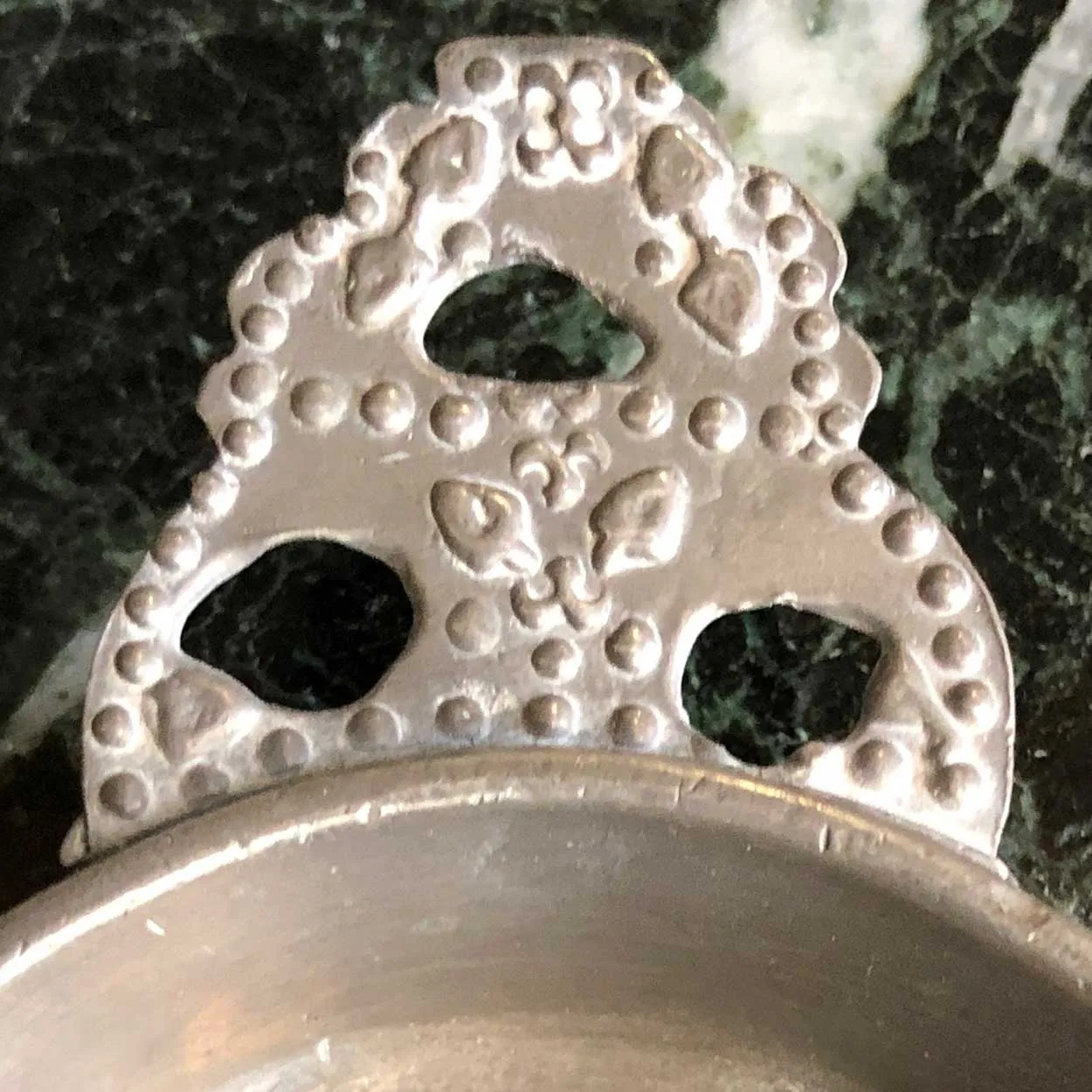 Small American Isaac C. Lewis Beaded Pewter Toy or Wine Taster Porringer