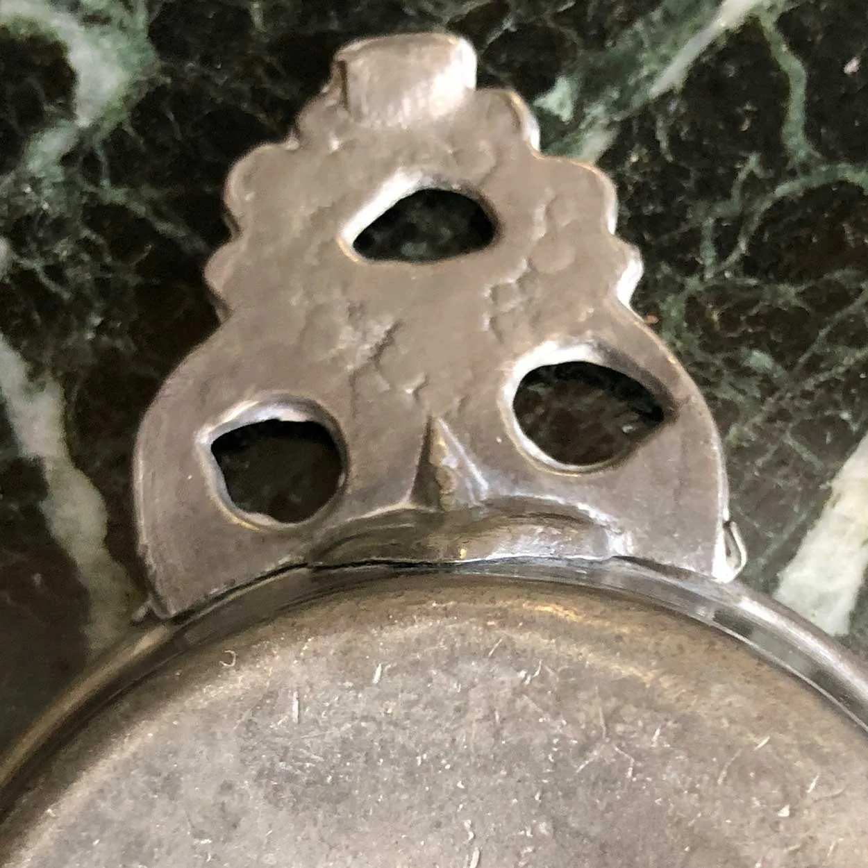 Small American Isaac C. Lewis Beaded Pewter Toy or Wine Taster Porringer