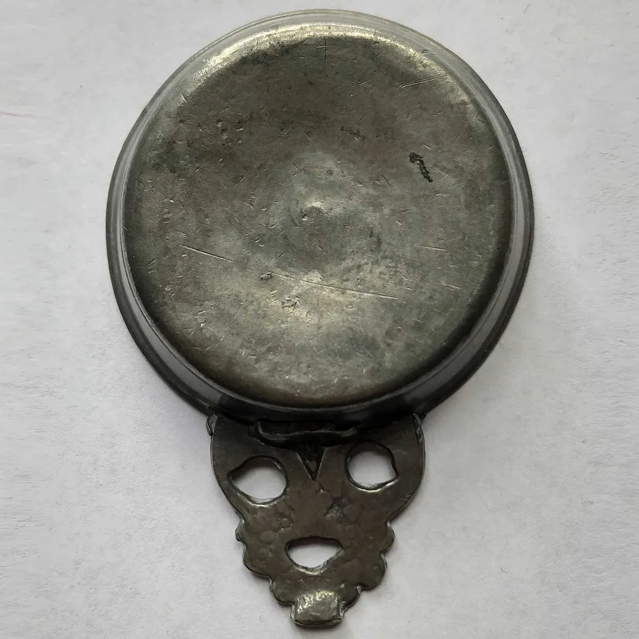 Small American Isaac C. Lewis Beaded Pewter Toy or Wine Taster Porringer